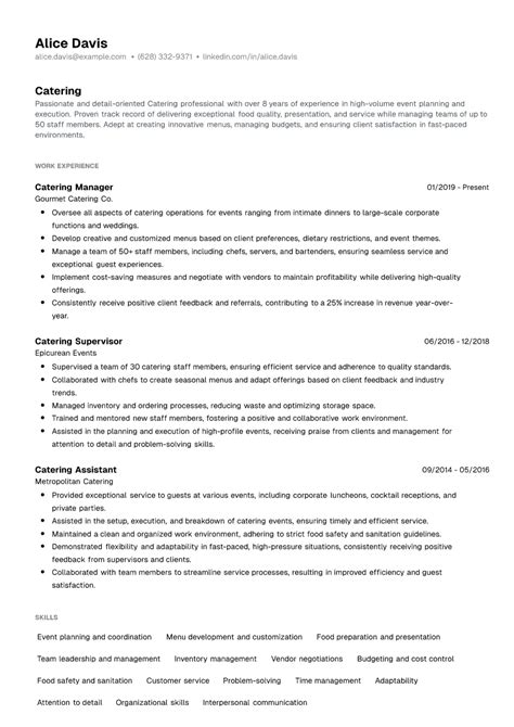 Catering Resume Examples Writing Guide