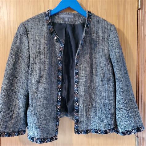 Josephine Chaus Jackets Coats Silk Tweed Bead Trim Jacket Poshmark