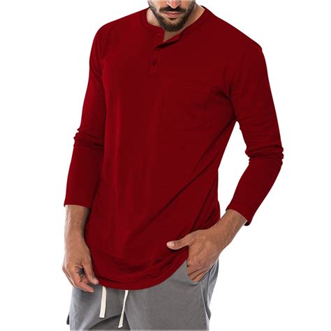 Jngsa Mens Fall Casual Long Sleeve Shirts Henleys T Shirts Button