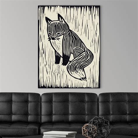 Fox Linocut Wall Art Canvas Prints Framed Prints Wall Peels Great