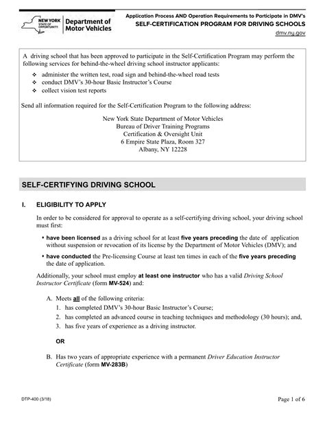 NYS DMV Form DTP 400 Application Process And Operation Requirements To