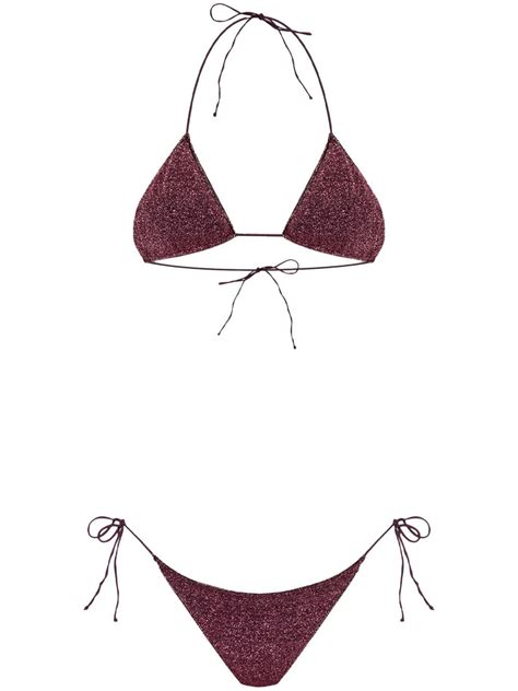 Os Ree Lumi Re Lurex Triangle Bikini Purple Farfetch Au