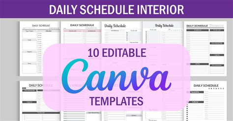 10 Editable Canva Templates Daily Schedule Planner For KDP