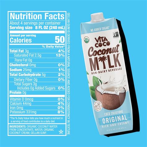 Vita Coco Original Organic Coconut Milk Plant Based Dairy Free Milk