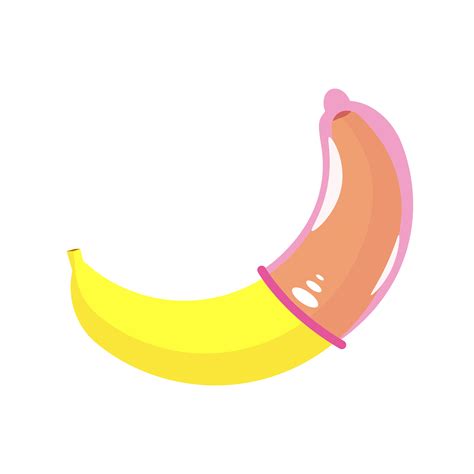 Condom On A Banana Contraception Sex Education Banner Vector Flat