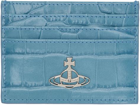 Vivienne Westwood Blue Croc Embossed Orb Card Holder Ssense Canada