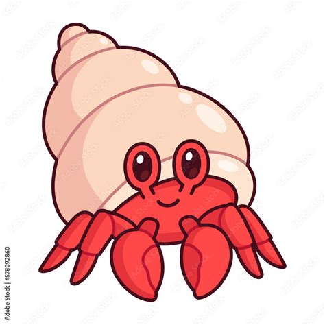 Cute cartoon hermit crab drawing Stock Vector | Adobe Stock