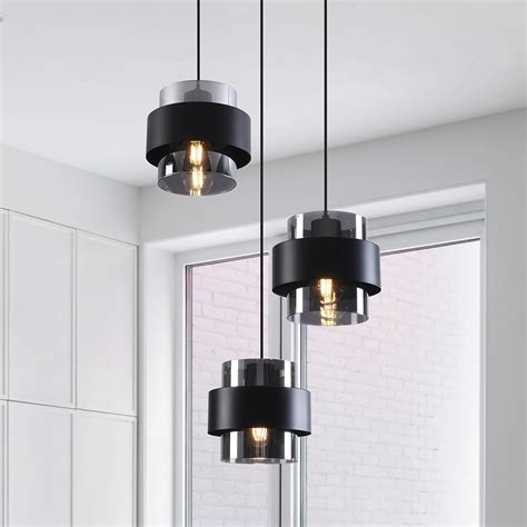 Schwarze Pendelleuchte Fynna Mit Rauchglas Flammig Lumenxl De