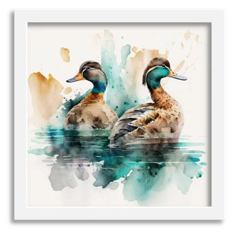 Watercolour Duck Duo Artwork Drawify