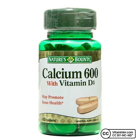 Nature S Bounty Calcium 600 With Vitamin D3 60 Tablet Vitaminler