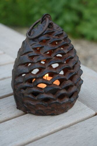 Cast Iron Pine Cone Lantern Tealight Candle Holder Cm Garden Or