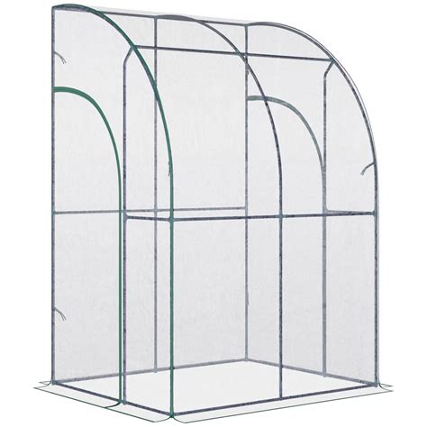 Outsunny 6x4ft Walk In Lean To Greenhouse Silver At Buildiro