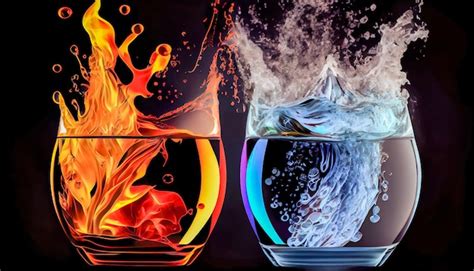 Premium AI Image Flaming Fire In A Glass Of Water On A Black