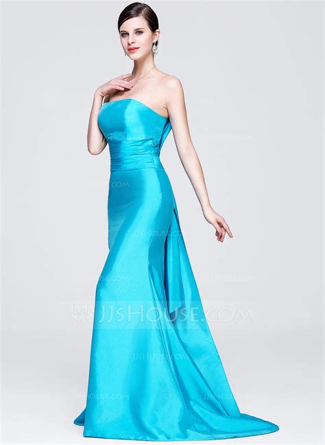 Trumpet Mermaid Strapless Sweep Train Taffeta Evening Dress