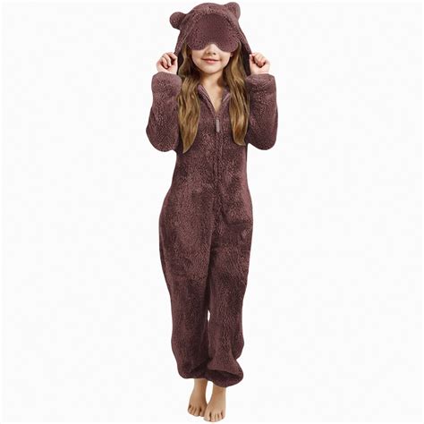 enyan Girls Fleece Onesie Warm Sherpa Fleece Bed Jumpsuit Kids Cute