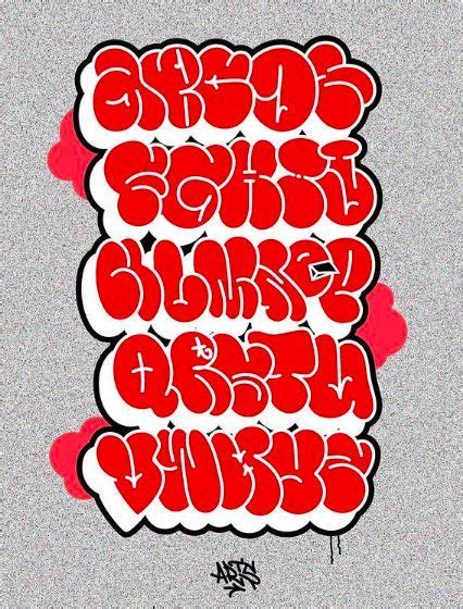 An Image Of Graffiti Written In Red And White On A Gray Background With