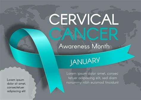 Horizontal Poster For Cervical Cancer Awareness Month With A Teal