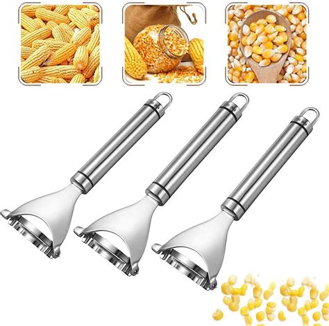 3X Stainless Steel Corn Cob Peeler Stripper Remover Kitchen Cutter