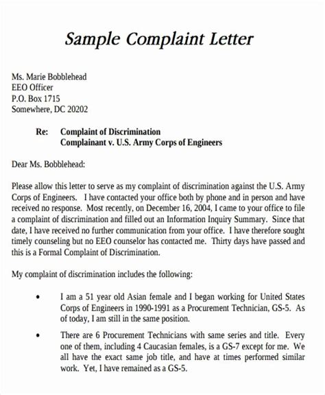 Discrimination Letter Sample