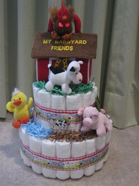 Farm Barnyard Diaper Cake For Baby Baby Shower Pinterest Baby