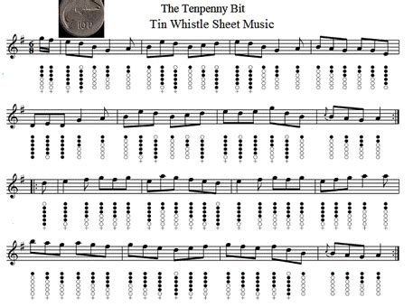 The Ten Penny Bit Tin Whistle Sheet Music - Irish folk songs