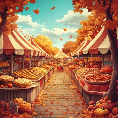 fall market  fruit vegetables  tent booths premium ai