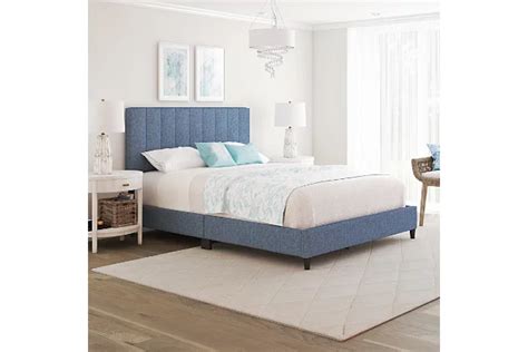 Rumer Queen Upholstered Linen Platform Bed Ashley