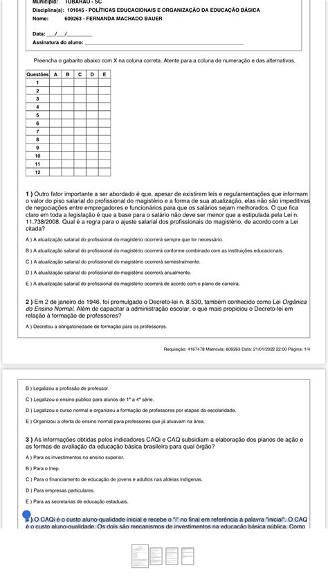 prova regular Políticas Educacionais