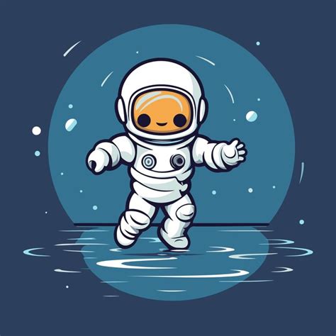 Astronauta En El Espacio Exterior Ilustración Vectorial Estilo Dibujos Animados Vector Premium