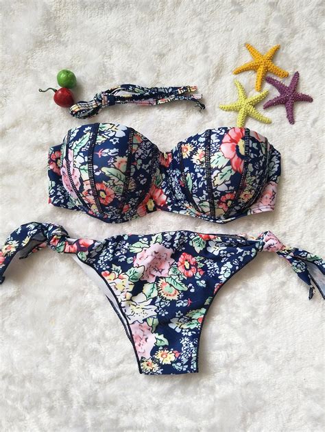 16 OFF 2021 Floral Print String Bikini Set In COLORMIX ZAFUL