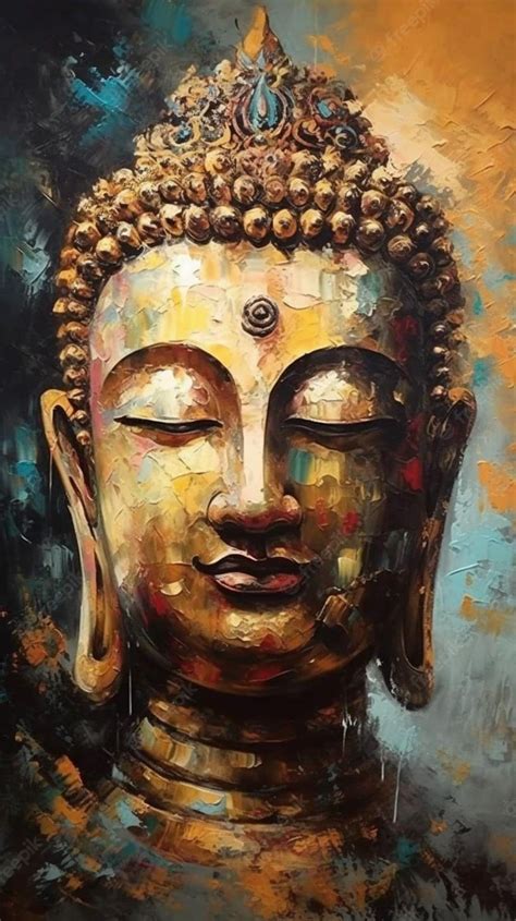 Premium Photo | A painting of a buddha face.