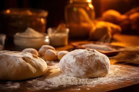 Premium AI Image Bread Preparation Hands Kneading Dough On Table