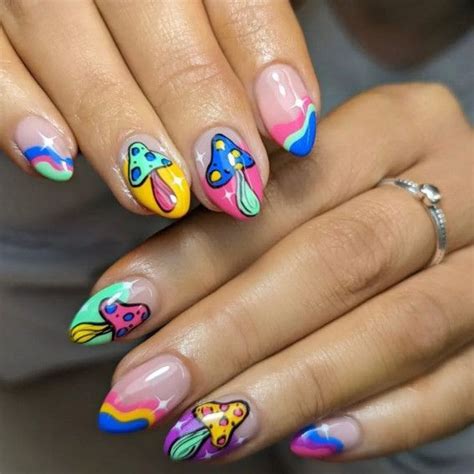 32 Mushroom Nail Art Designs Colourful Mushroom Short Nails Fancy