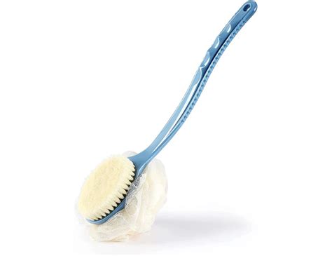 Shower Body Brush With Bristles And Loofah Back Washing Mesh Bath