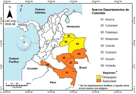 Ubicación geográfica de los nuevos departamentos de Colombia Fuente