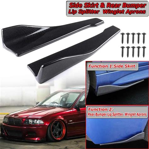 A Pair Cm Cm Carbon Fiber Look Universal Car Side Skirt Rear