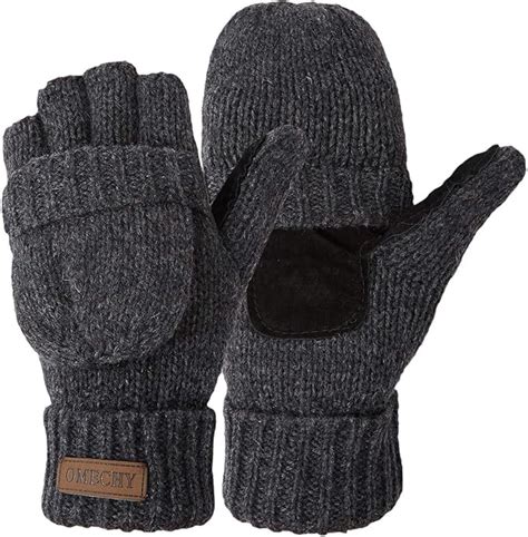 Winter Knitted Fingerless Gloves Thermal Insulation Warm Convertible