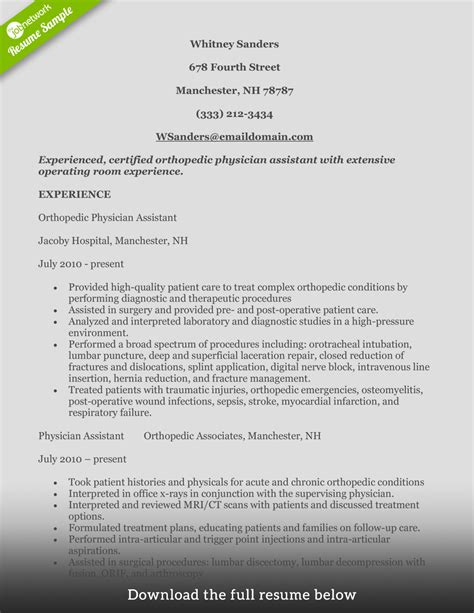 How To Write A Perfect Physician Assistant Resume Examples Included