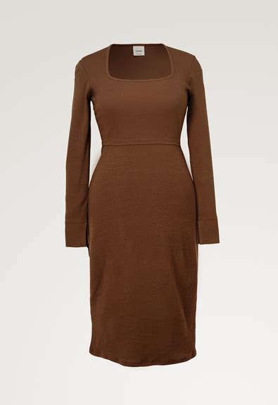 Boob Ribbed maternity dress with nursing access Hazelnut Tvö Líf