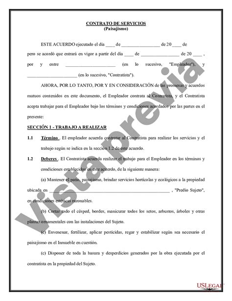 Houston Texas Contrato De Servicios Paisajismo Contrato Servicios