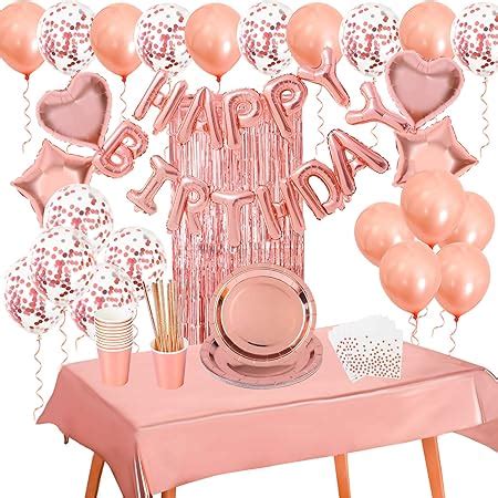 IZoeL Anniversaire Ballon Rose Kit Guirlande Happy Birthday Nappe Rose