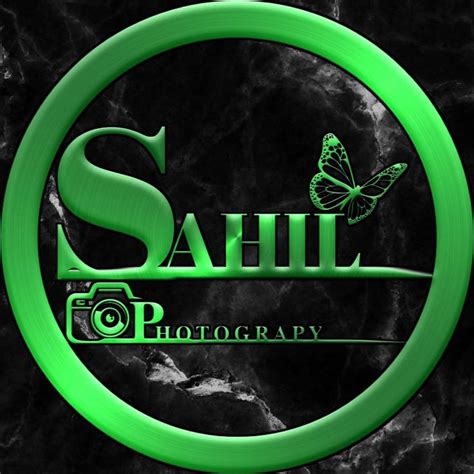 The Logo For Sahil Photography On A Black Marble Background With A