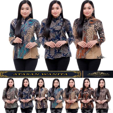 Jual Blouse Batik Wanita Seragam Kantor Kondangan Copule Varian Motif