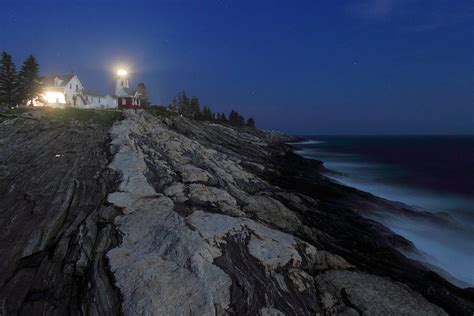 Pemaquid Point Lighthouse Moonlight Photograph by John Burk - Fine Art America