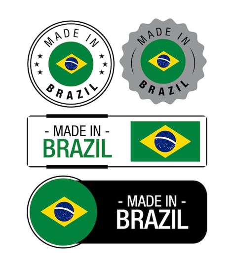 Premium Vector Set Of Made In Brazil Labels Logo Brazil Flag