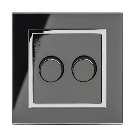 Retrotouch Crystal Black Chrome Trim 2 Gang 2 Way Rotary Intelligent