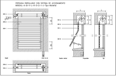 Rolled shutter door design view with plan and sectional view dwg file - Cadbull