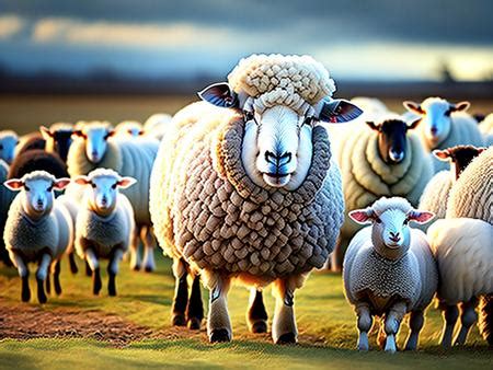 A Herd Of Sheep Walking Across A Lush Green Field Image Design Id