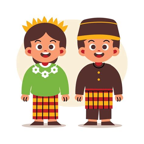 Couple Wear Indonesian Traditional Clothes Of South Sulawesi 43016723 Vector Art At Vecteezy