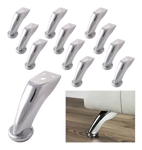 Patas Para Sofá Mueble Cama Curvas Cromo C tornillos 12 Pzas